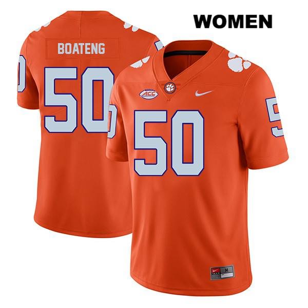 Women's Clemson Tigers #50 Kaleb Boateng Stitched Orange Legend Authentic Nike NCAA College Football Jersey JZE4746CJ